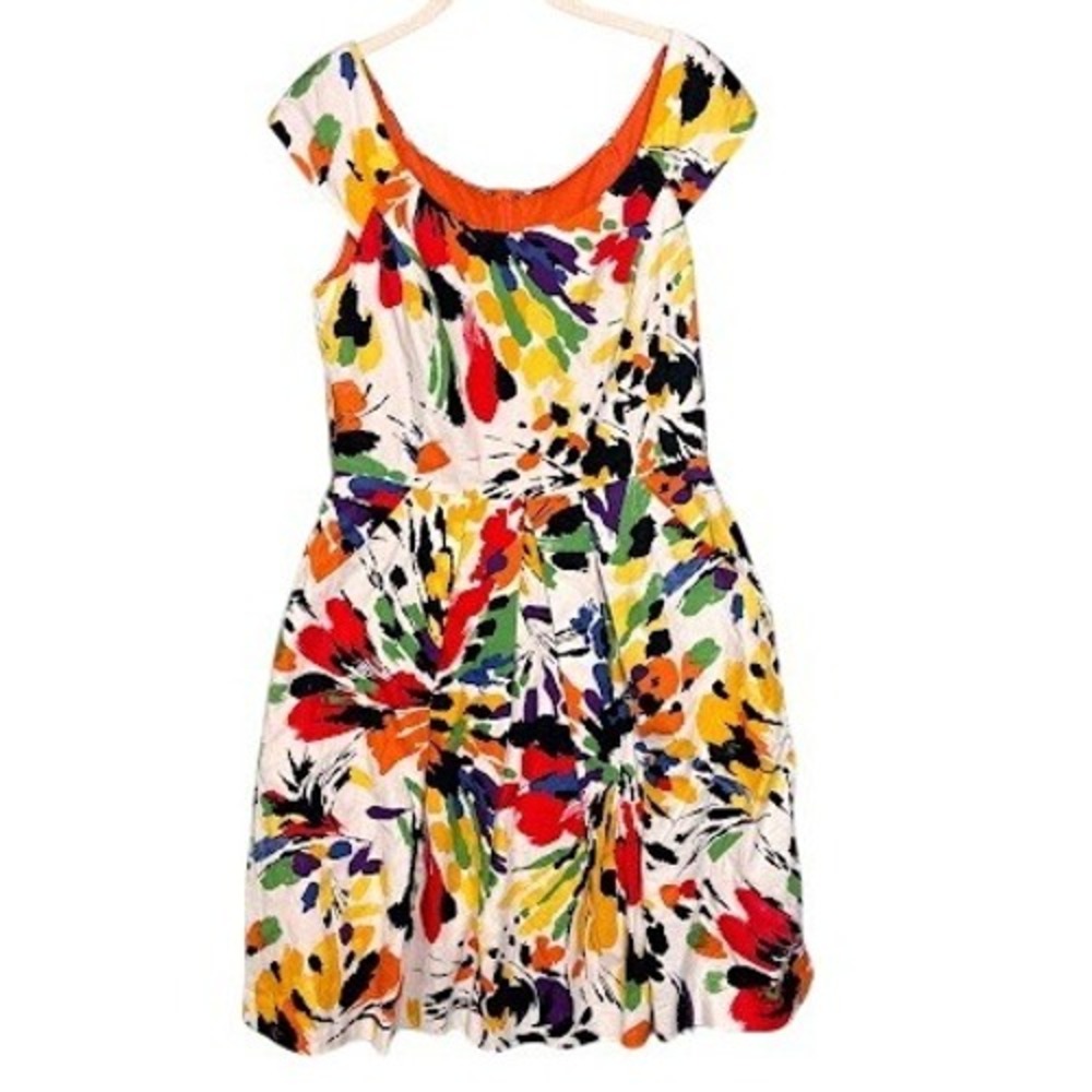 NW Collections Abstract Floral Brushstroke‎ Fit Flare Dress Multicolor Size 8